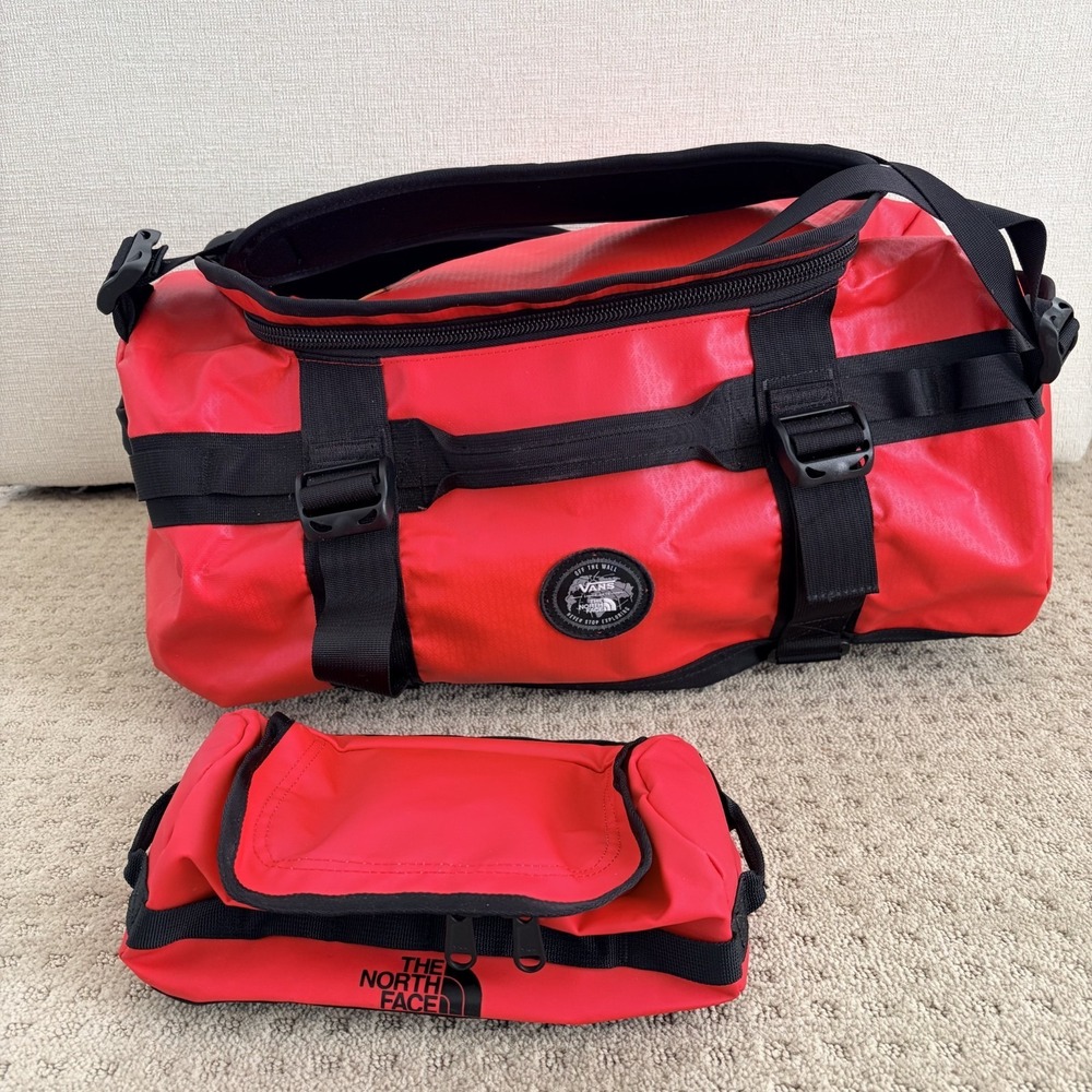VANS X THE NORTH FACE BASECAMP RED DUFFEL 50L BAG W/ Travel Bag